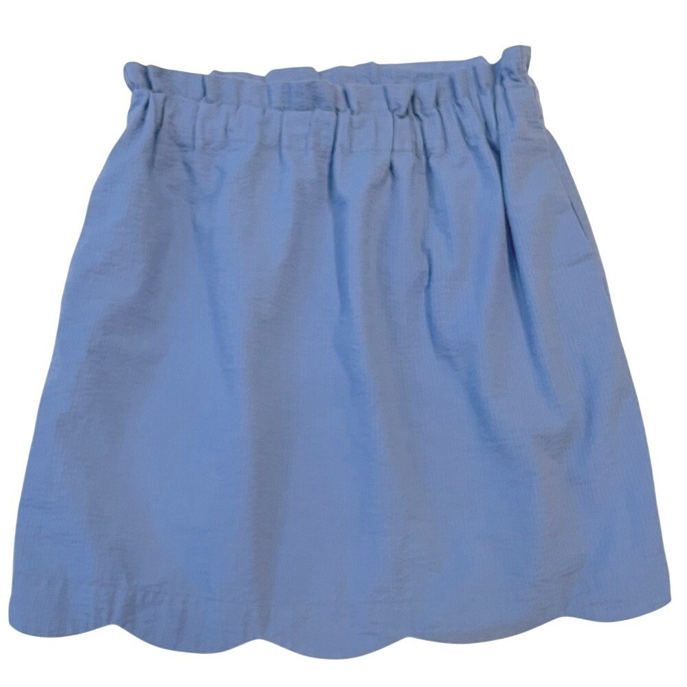 Lauren James womens mini skirt blue scalloped pull on relaxed fit M resort beach